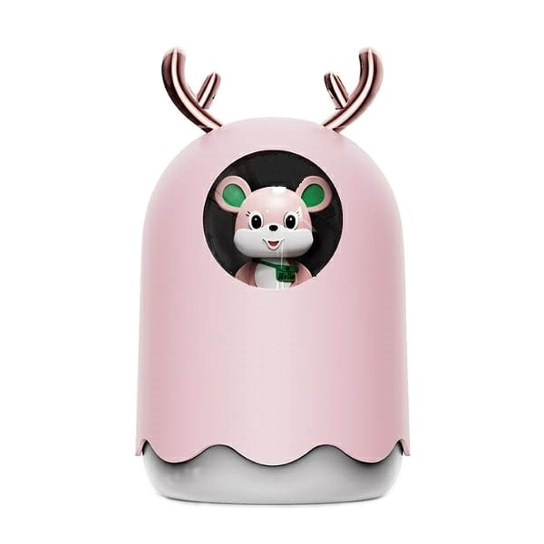 دستگاه بخور سرد عروسکی موش طرح شاخ گوزن چراغ دار 300 میلیلیتر مدل 601