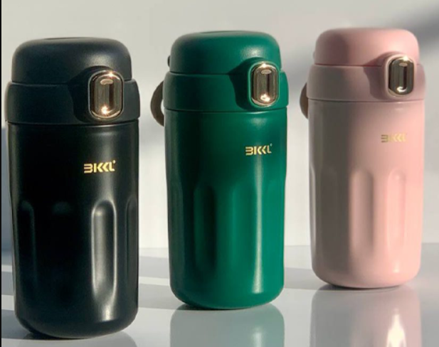 تراول ماگ استیل قفل دار کافی دکمه طلایی BKKL